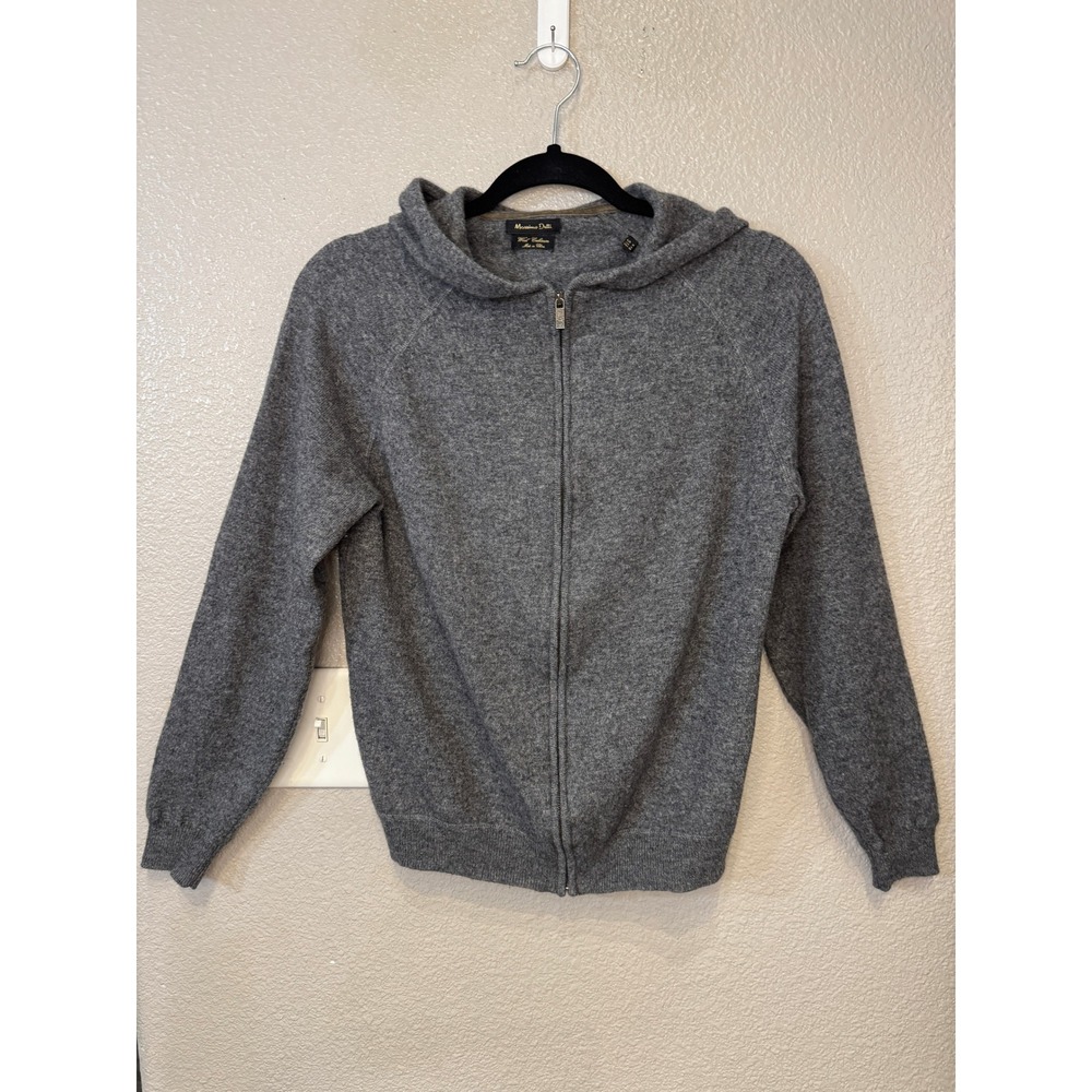 Massimo Dutti Mens Gray Wool Cashmere Full Zip Hoodie Sweater Size M 0943/091
